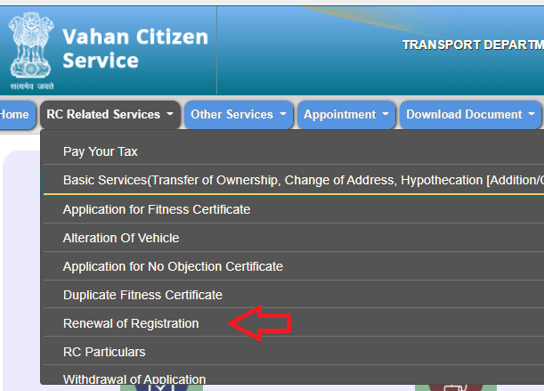 Renewal of RC online